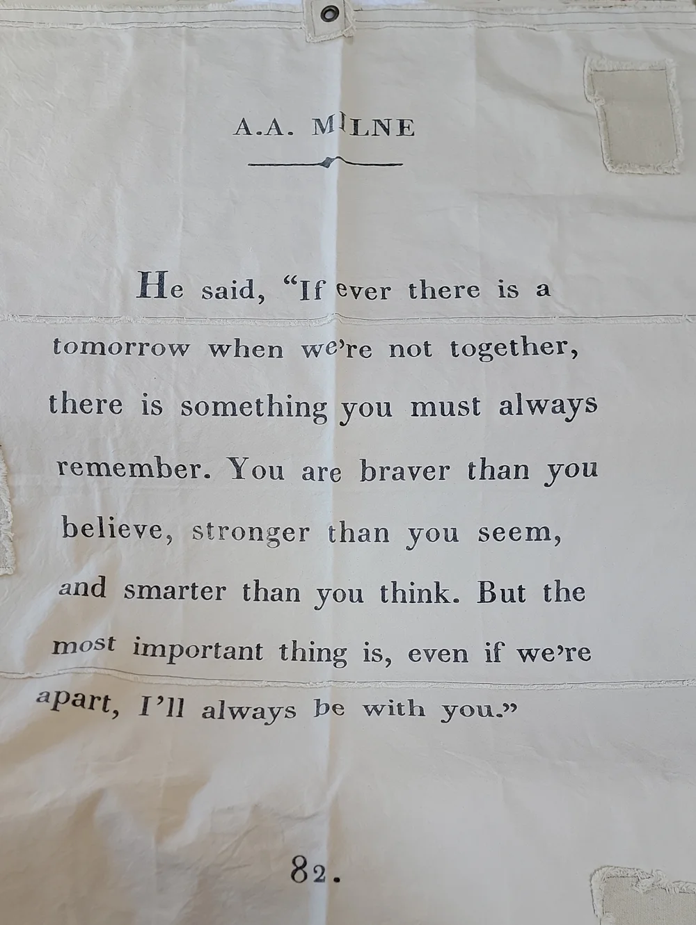Sugarboo & Co Canvas Wall Hanging with A.A. Milne Typset Quote ~47” x 60